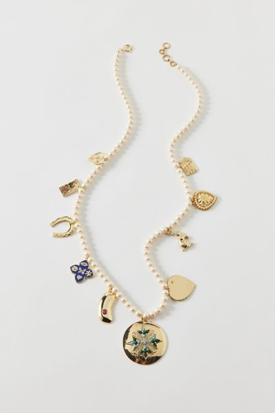 Vintage By The Sage Vintage Eclectic Pearl Beaded Charm Necklace