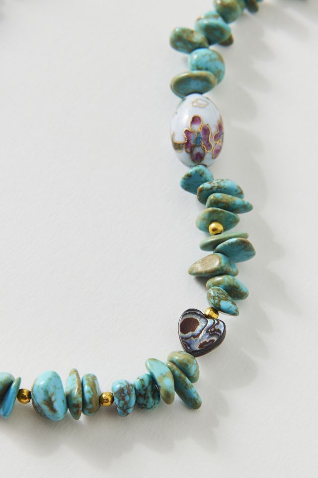 Vintage By The Sage Vintage Beaded Blues Stone Necklace #1