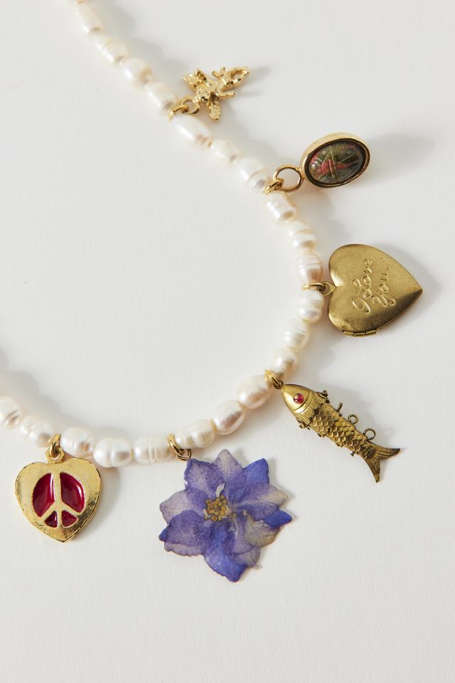 Vintage By The Sage Vintage Forget Me Not Beaded Charm Necklace #1