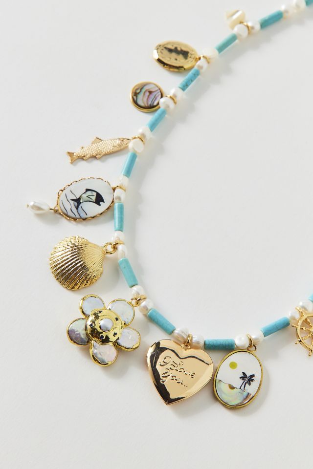 Vintage By The Sage Vintage Seaside Beaded Charm Necklace #1