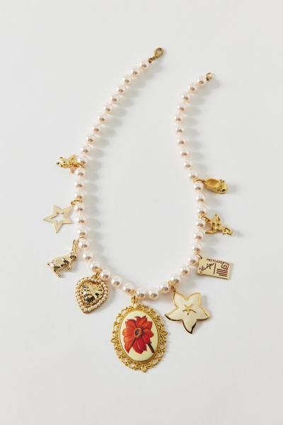 Vintage By The Sage Vintage Pretty Poppies Beaded Charm Necklace