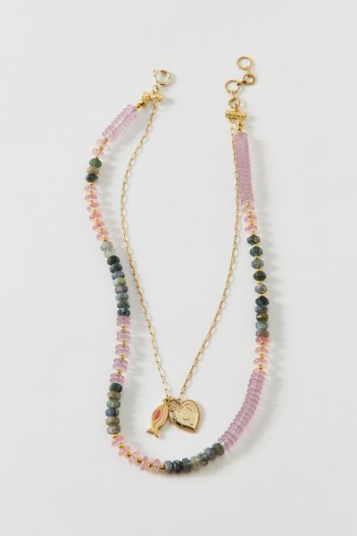 Vintage By The Sage Vintage Charm + Blushed Beaded Layered Necklace