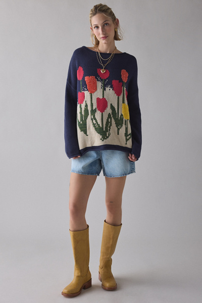 BDG Reagen Tulip Graphic Oversized Rollneck Sweater