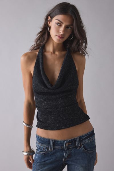 UO Cougar Strappy Open-Back Cowl Neck Halter Top