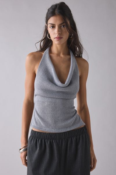 UO Cougar Strappy Open-Back Cowl Neck Halter Top