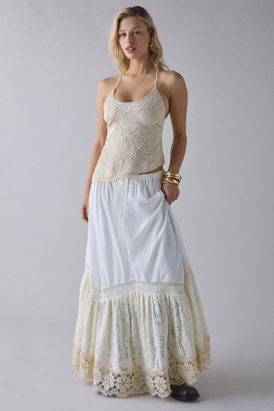 Kimchi Blue Love Notes Tiered Lace Trim Maxi Skirt
