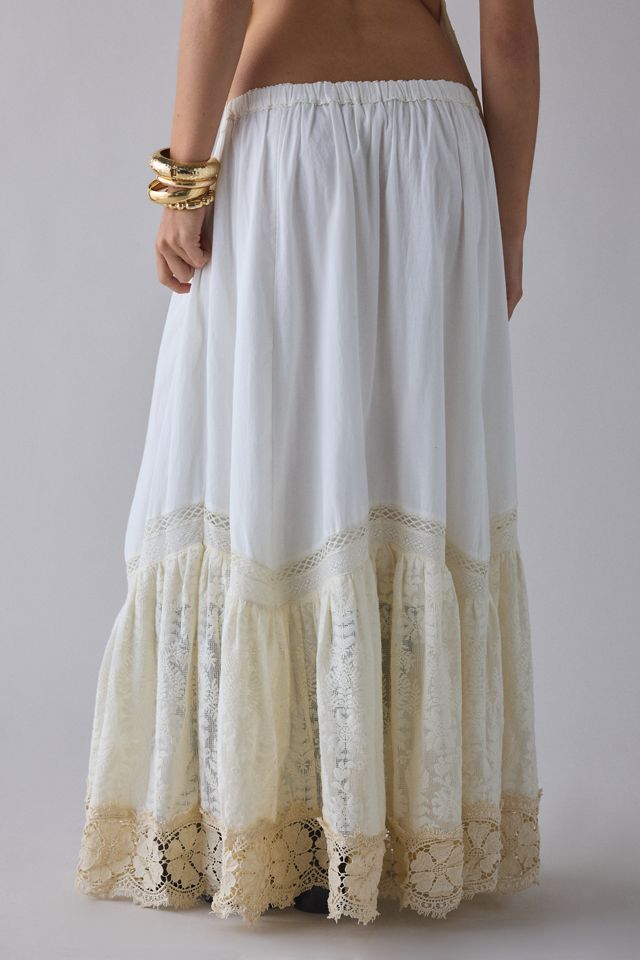 Kimchi Blue Love Notes Tiered Lace Trim Maxi Skirt | Urban Outfitters
