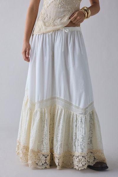 Kimchi Blue Love Notes Tiered Lace Trim Maxi Skirt