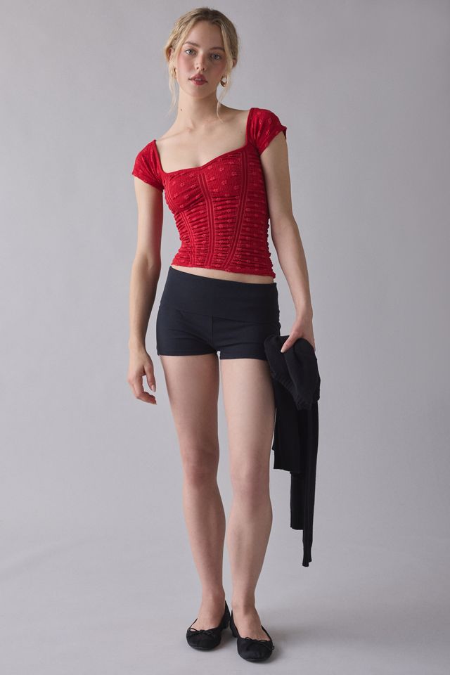Out From Under Rosalie Ruched Seamless Knit Short Sleeve Top #2