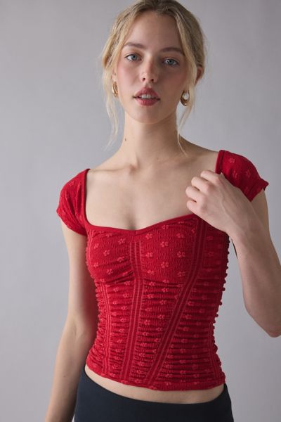 Out From Under Rosalie Ruched Seamless Knit Short Sleeve Top