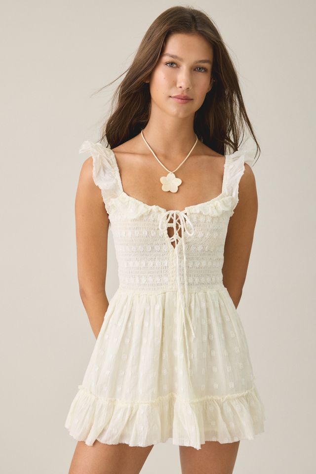BDG Sunny Polka Dot Smocked Ruffle Romper #2