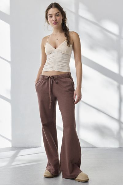 Out From Under Tula Seamless Knit Lace Trim Cropped Cami In Ivory, Women's At Urban Outfitters In White