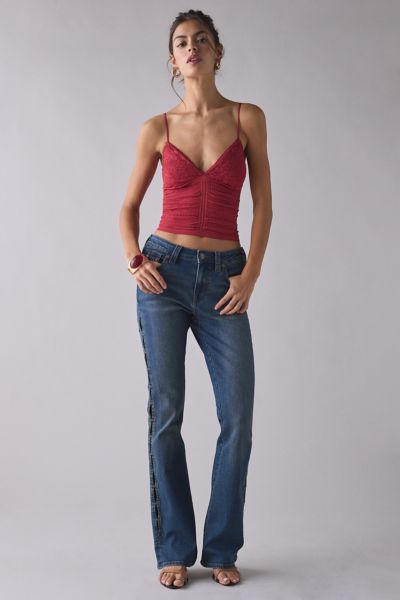 Out From Under Tula Seamless Knit Lace Trim Cropped Cami In Red, Women's At Urban Outfitters