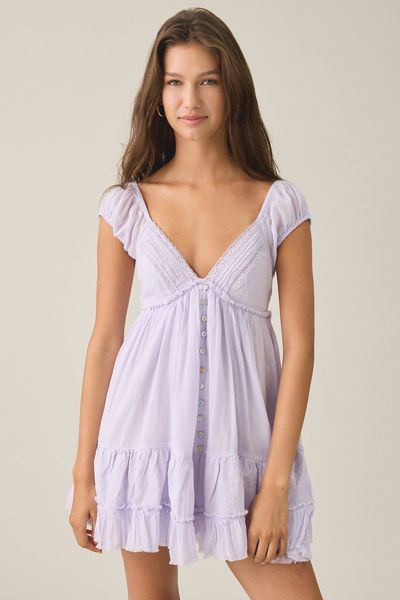BDG Belle Lace Trim Cotton Babydoll Romper