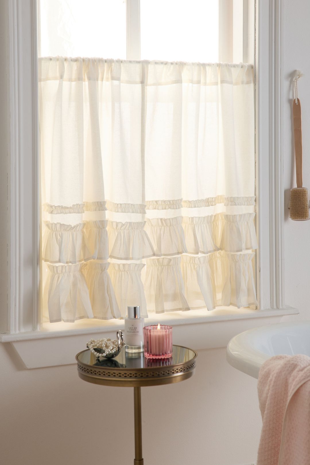 Alice Ruffle Café Curtain Set - White, Regular, ONE SIZE