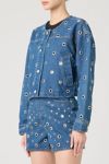 BLANKNYC Silver Dreams Grommet Cutout Cropped Denim Jacket