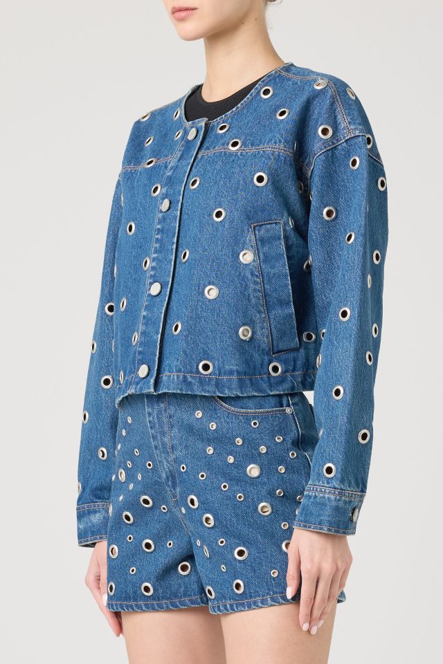 BLANKNYC Silver Dreams Grommet Cutout Cropped Denim Jacket #2