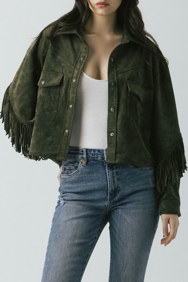BLANKNYC Kale Chips Fringe Faux Suede Jacket #2