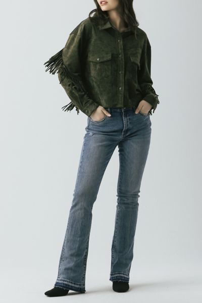 BLANKNYC Kale Chips Fringe Faux Suede Jacket