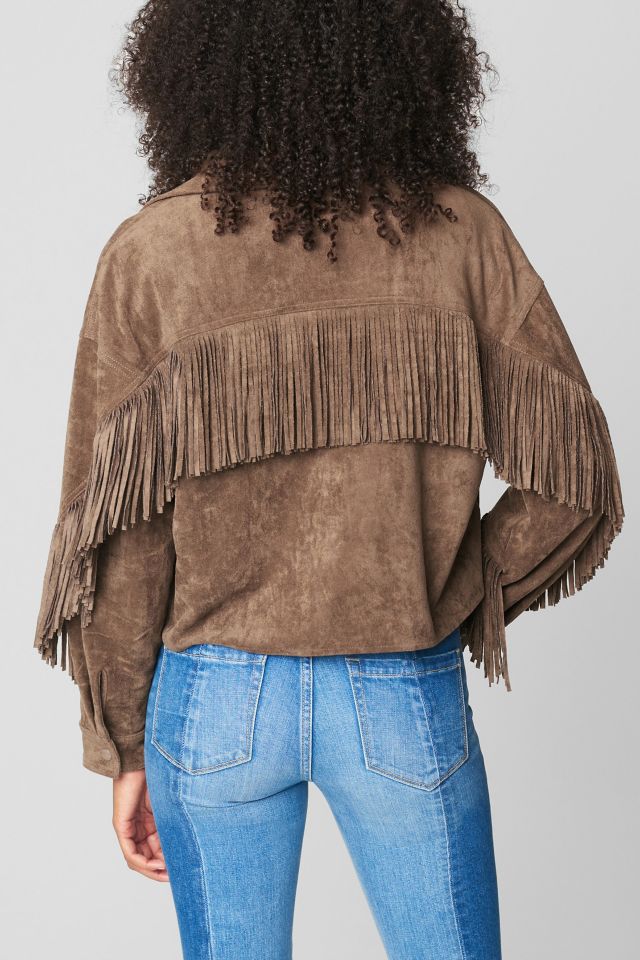 BLANKNYC Hot Cocoa Fringe Faux Suede Jacket #1
