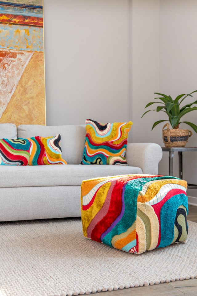 YaYa & Co. Abstract Organic Cotton Pouf #1