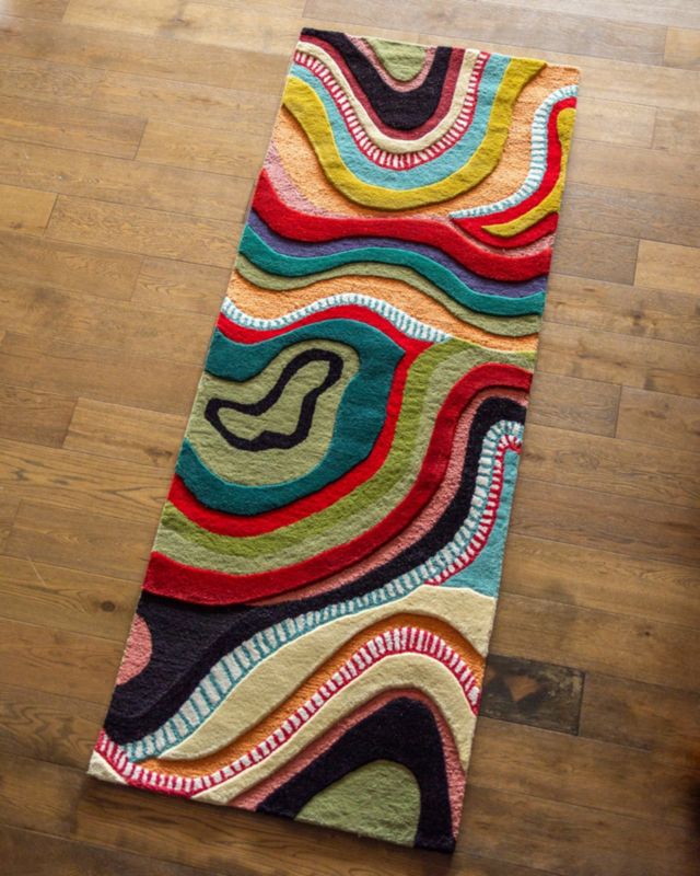 YaYa & Co. Echo Abstract Organic Wool Runner Rug #1