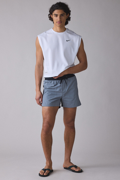 Nike Zip Colorblock 5" Swim Trunks In Black, Men's At Urban Outfitters