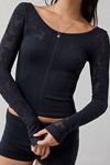Out From Under Suraya Pointelle + Ribbed Seamless Knit Long Sleeve Top