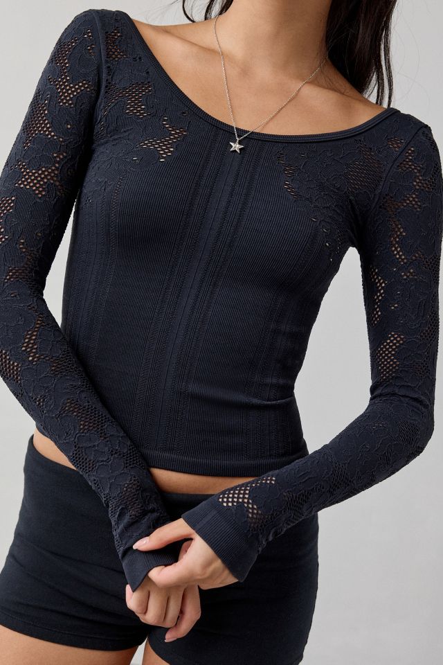 Out From Under Suraya Pointelle + Ribbed Seamless Knit Long Sleeve Top #3
