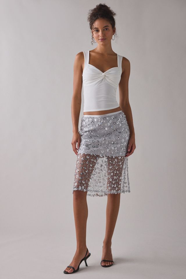 UO Crystal Semi-Sheer Sequin Midi Skirt #2