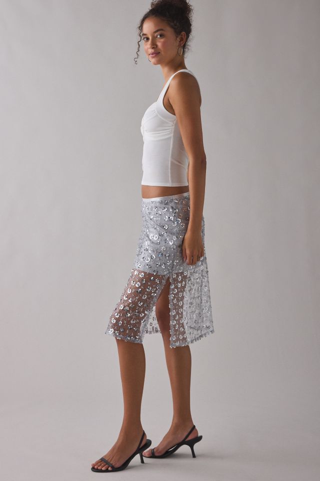 UO Crystal Semi-Sheer Sequin Midi Skirt #3