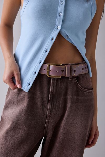 Heart Studded Leather Belt