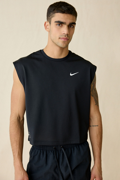 Nike Cropped Mesh Tank Top in Black, Men’s at Urban Outfitters