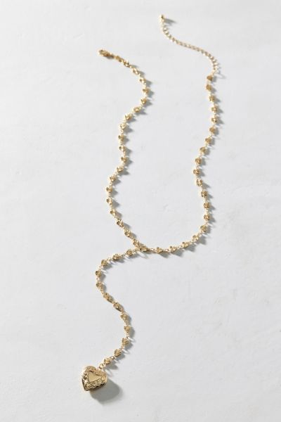 Urban Outfitters Heart Locket Lariat Necklace In Gold, Women's At  In Gold