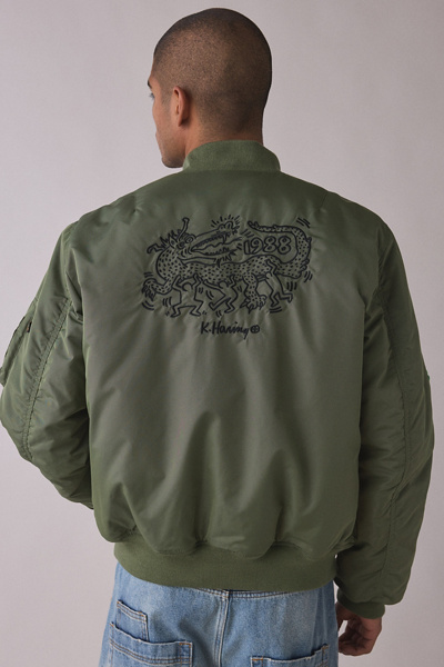 Alpha Industries X Keith Haring MA-1 Allover Patch Flight Jacket