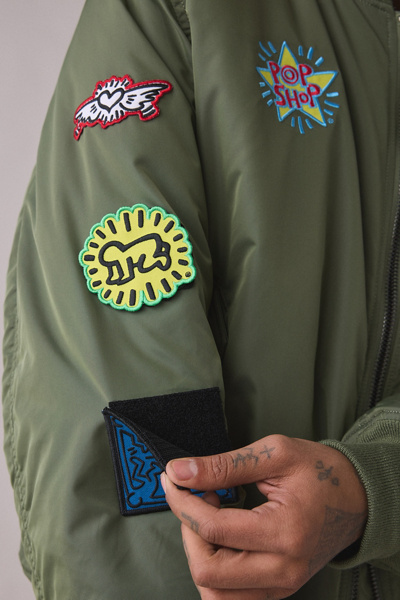 Alpha Industries X Keith Haring MA-1 Allover Patch Flight Jacket