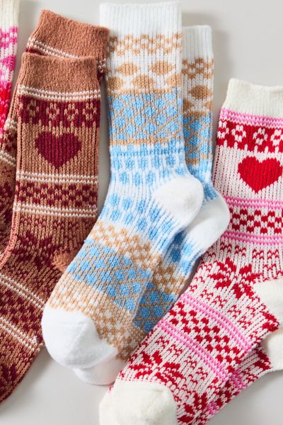 Urban Outfitters Cozy Fair Isle Knit Sock In Blue, Women's At  In White