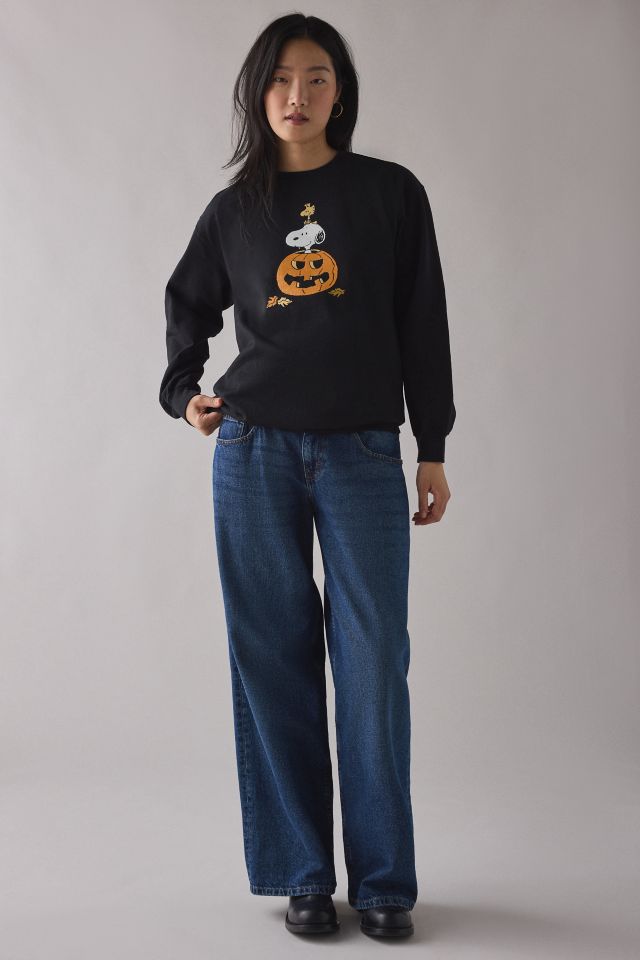 Peanuts Snoopy Jack-O-Lantern Graphic Crew Neck Pullover #3