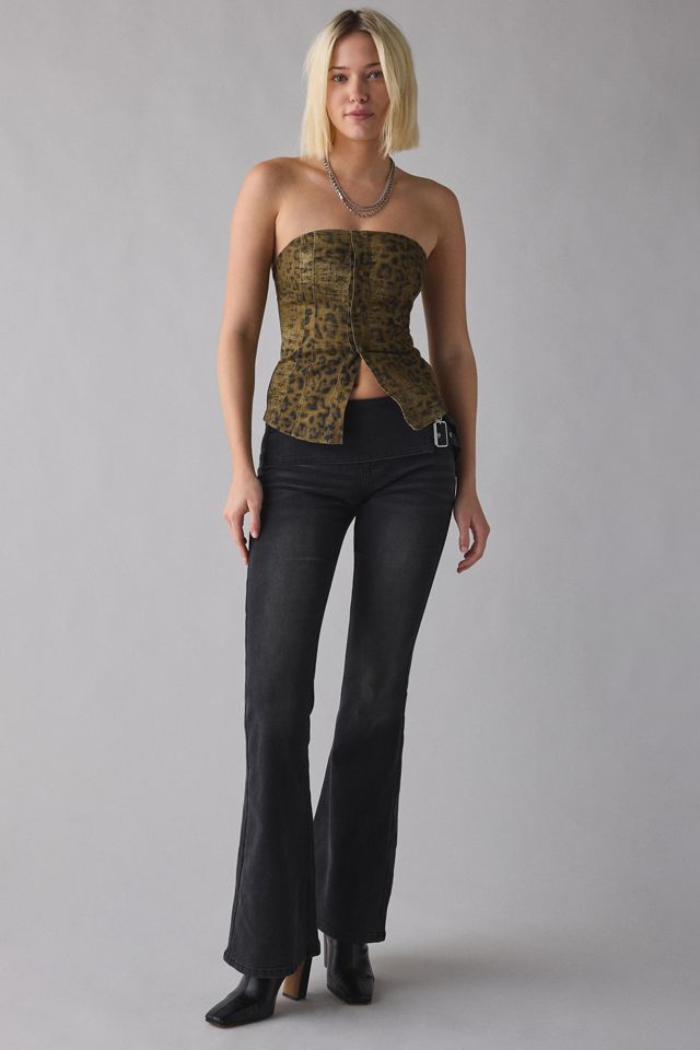 Haut tube en denim à coutures sans bretelles UO Riley #2