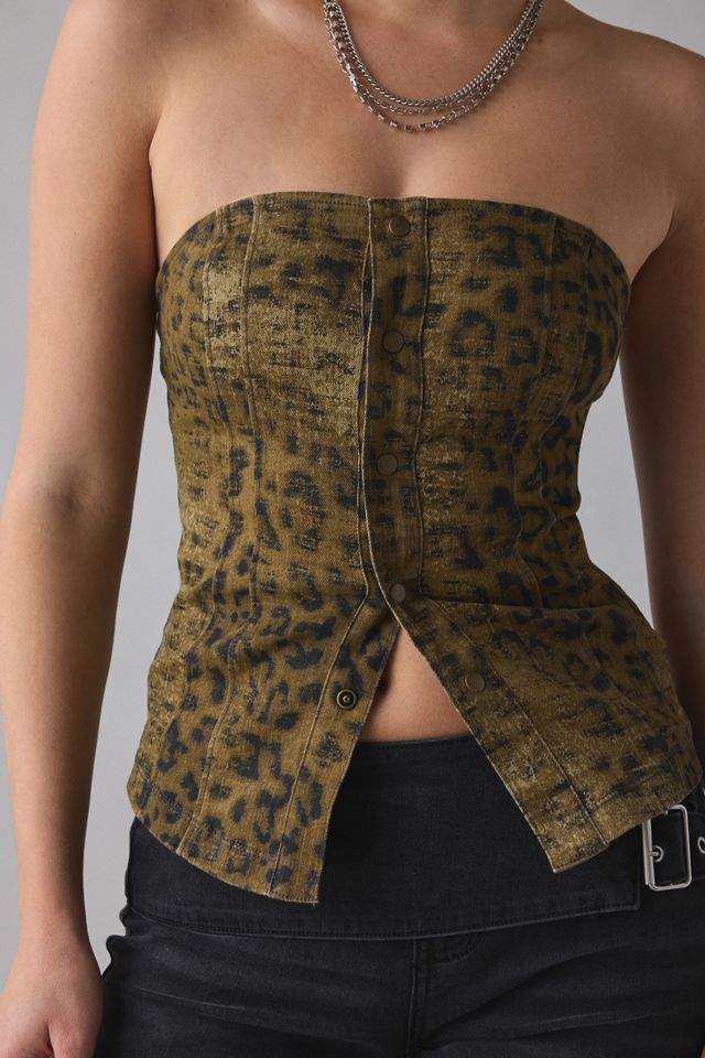 Haut tube en denim à coutures sans bretelles UO Riley #3