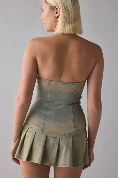 UO Riley Strapless Seamed Denim Tube Top