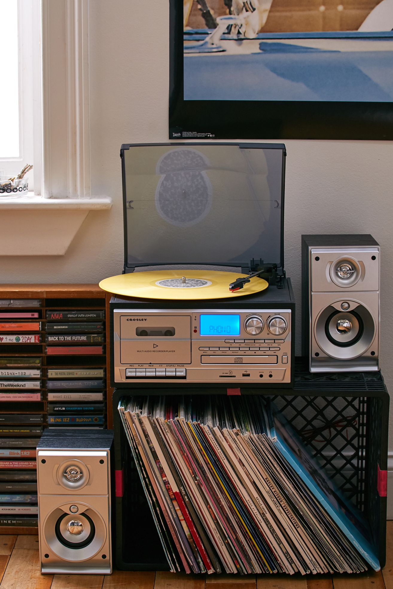 Crosley Eclipse Record Player Entertainment Center - Black, ONE SIZE