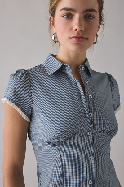 Kimchi Blue On My Mind Tailored Short Sleeve Shirt Mini Dress