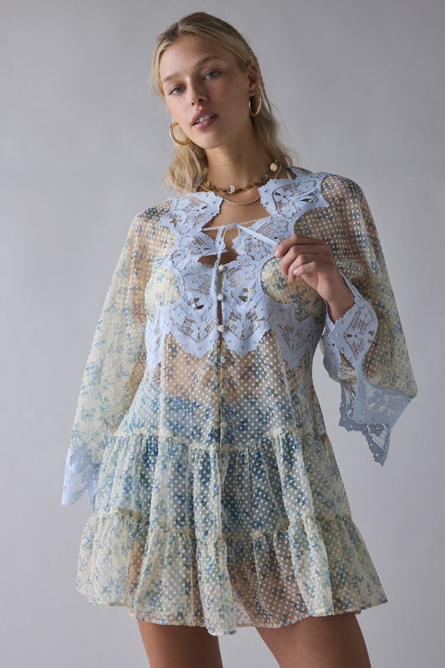 blue long sleeve mini dress Navy Floral Print Smocked | Womens | Small (Available in M, L) | 100% Polyester detail shoulder bag from our accessories collection for a considered Kimchi Blue Waiting For You