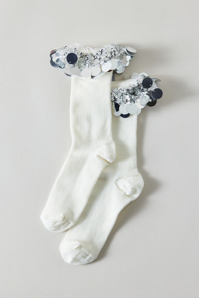 Sequined Cuff Crew Sock #1