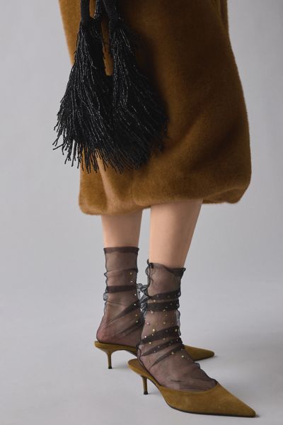 Urban Outfitters Constellation Sheer Tulle Sock In Black, Women's At  In Black