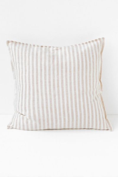 Magiclinen Decorative Buttoned Pillowcase In Striped In Natural At Urban Outfitters