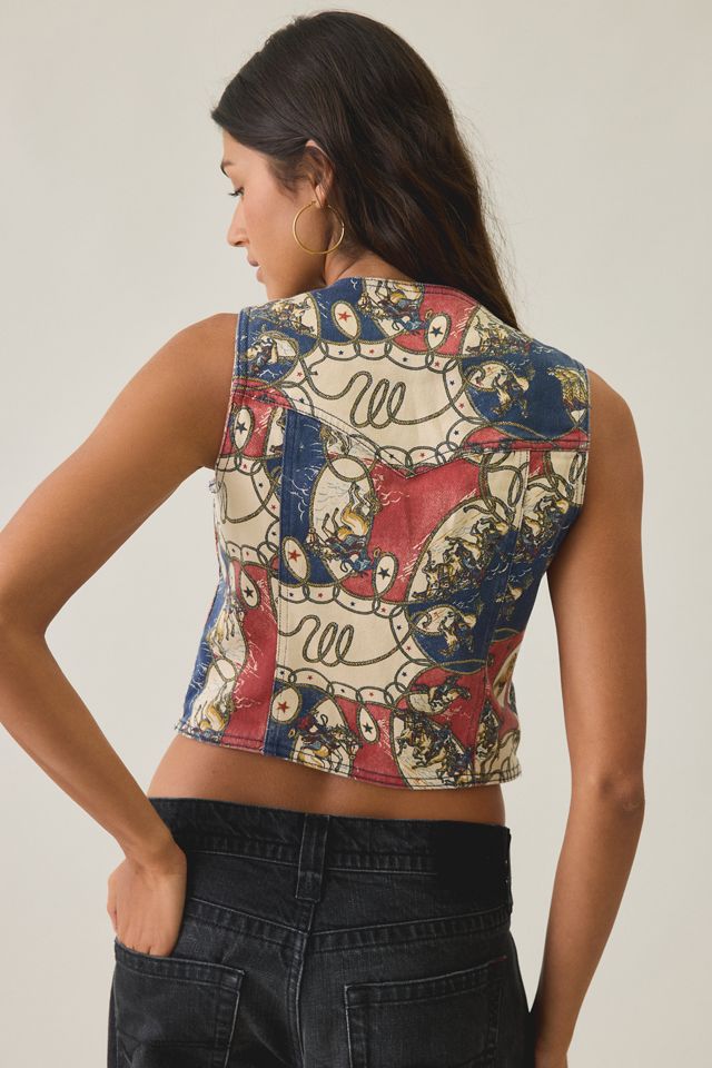 Wrangler Rodeo Print Denim Vest Top #1