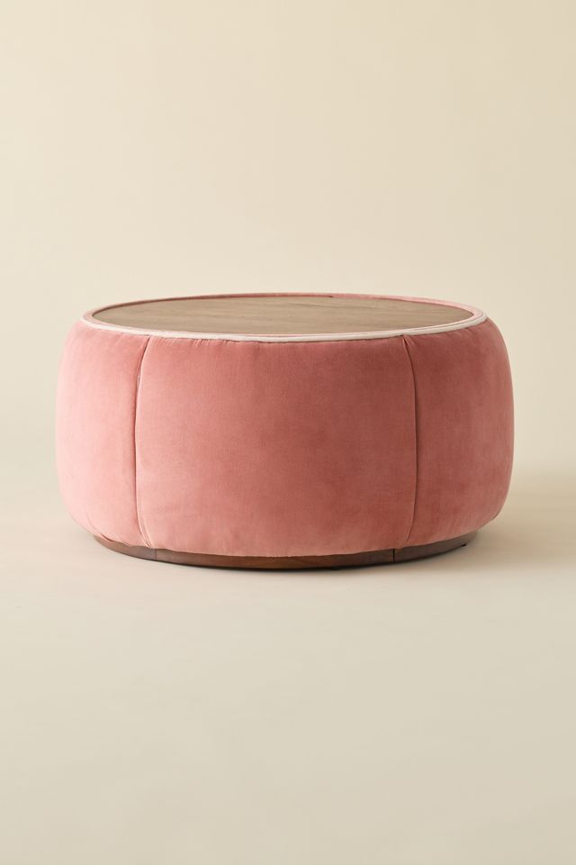 Jane Round Velvet Storage Coffee Table #1