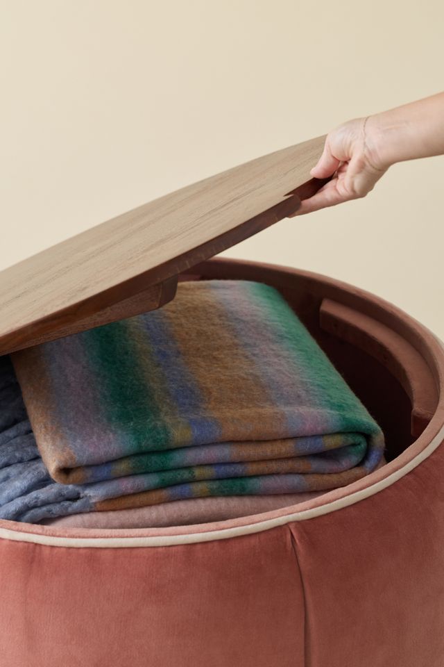 Jane Round Velvet Storage Coffee Table #2